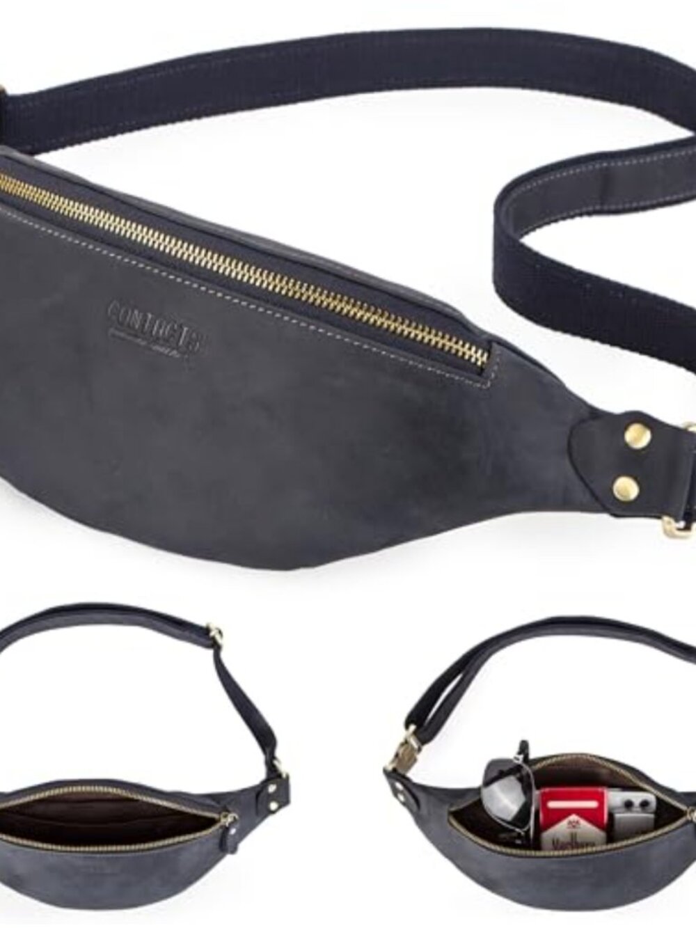 Genuine Leather Slim Fanny Pack Minimalist Vintage Waist Bag Crossbody Unisex